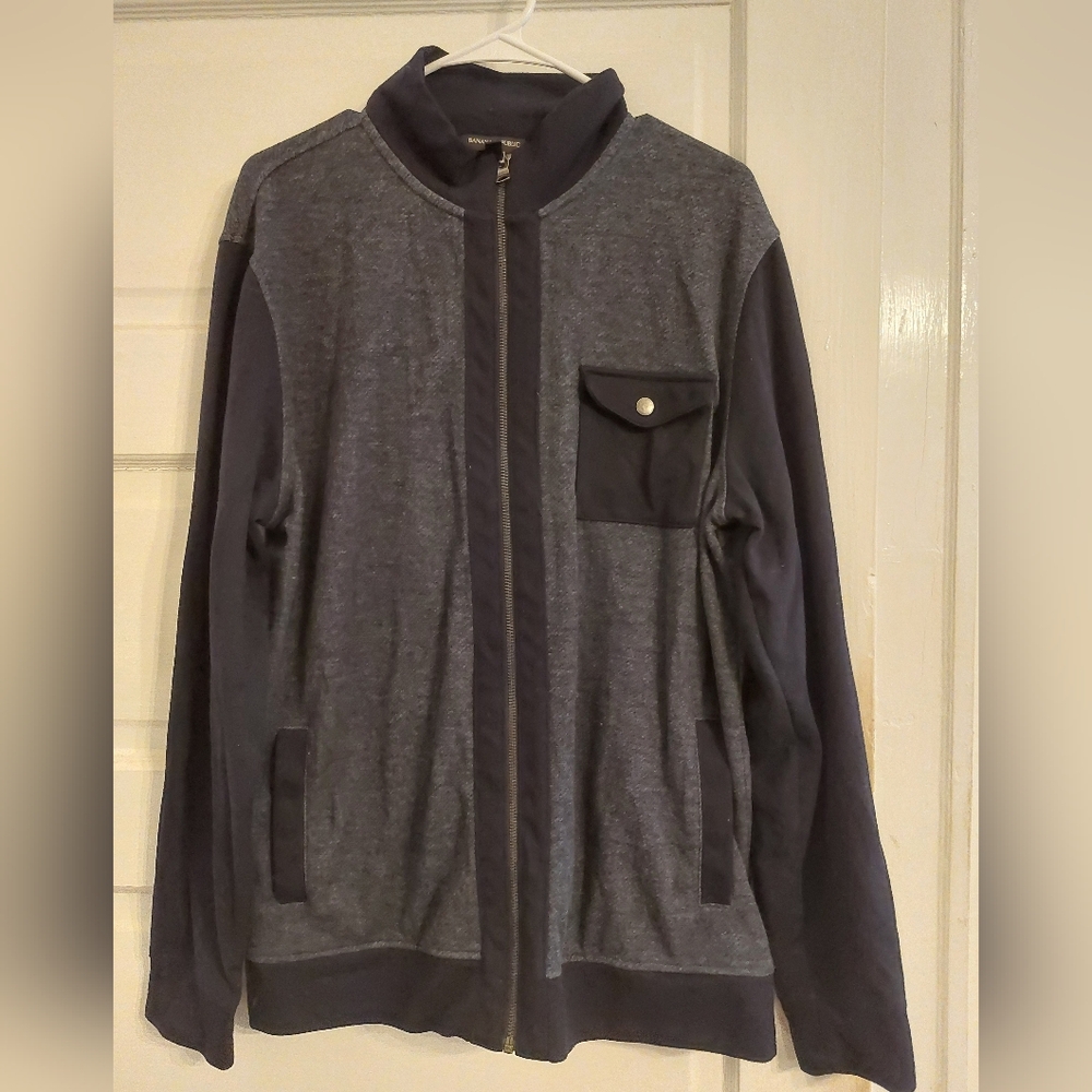 Banana Republic Navy Zip Up Sweater Casual Knit XL
